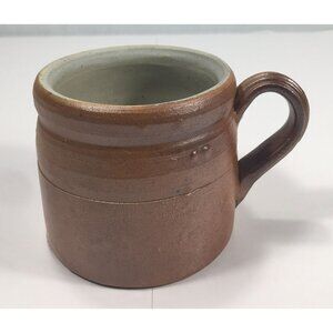 Vintage Handcrafted Stoneware Mug With Earthy Brown Glaze & Ribbed Handle